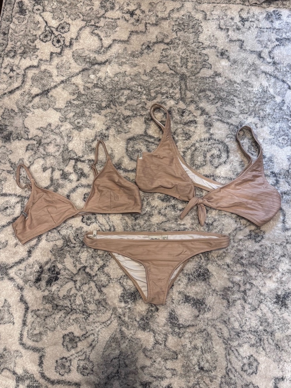Rhythm. Women's Tan Ribbed Bikini Set - Light Brown